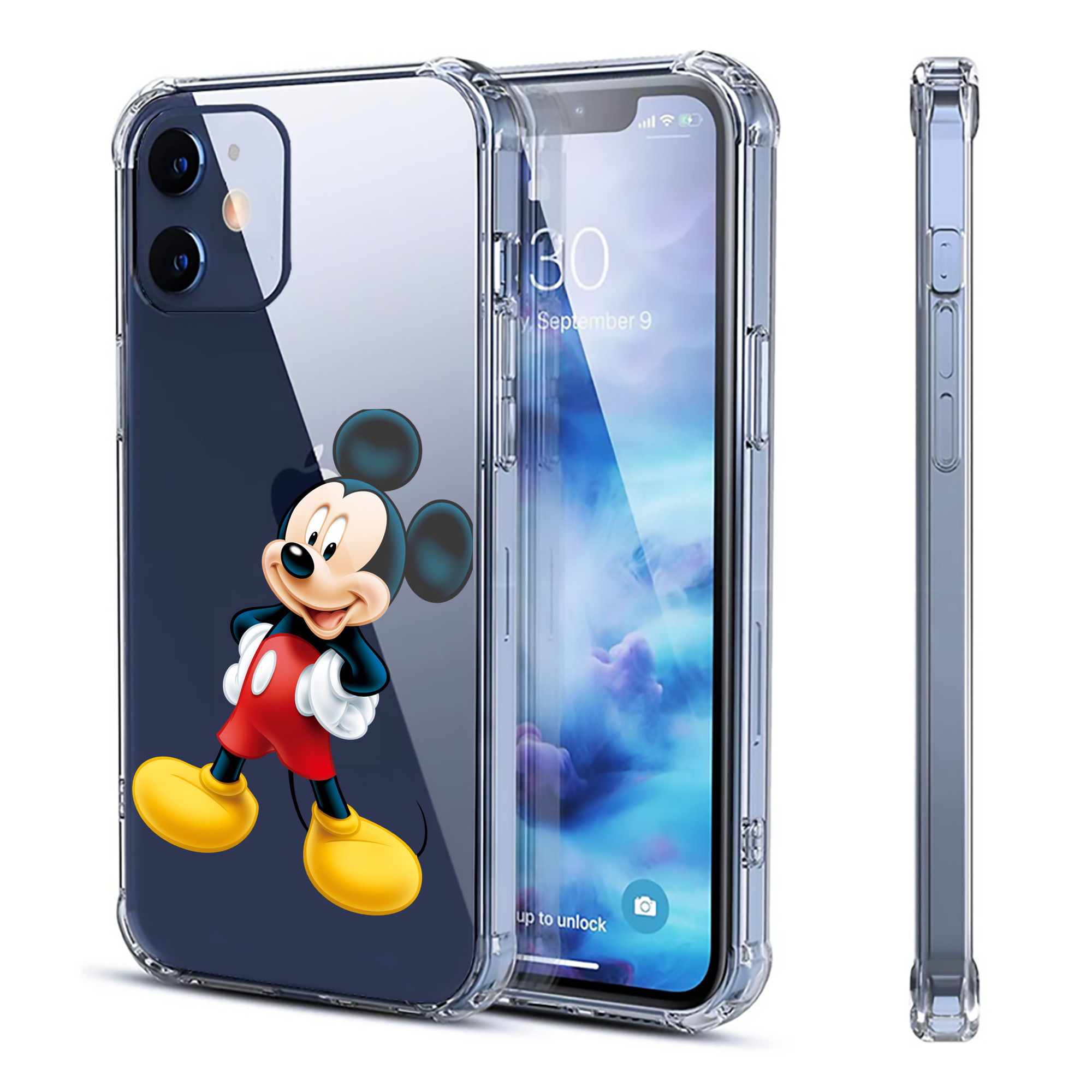 （画像用） ミッキーマウス Mickey Mouse 【iPhone 12シリーズ対応】透明スマホケース（クリアソフトケース）